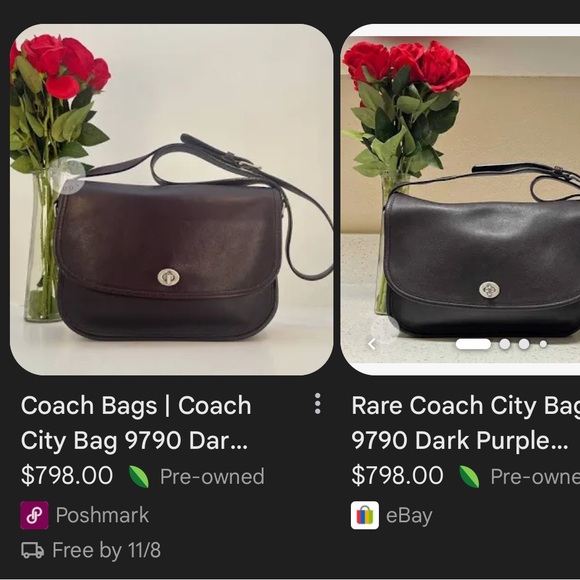 RARE Vintage Coach City Bag #9790 in Eggplant with Nickel Hardware 💜 - Picture 8 of 8